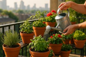 How to Water Balcony Plants-Apartment balcony garden watering