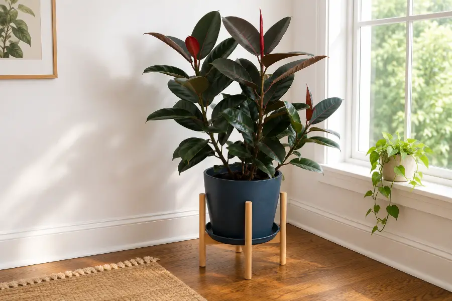Rubber Plant growing near an east-facing window